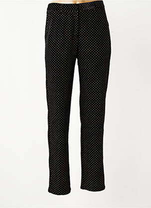 Pantalon droit fermeture zippée sous rabat avec crochet noir LA PETITE ETOILE femme