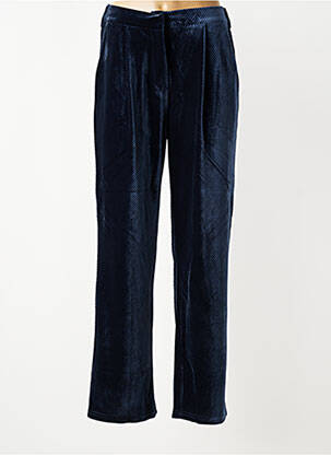 Pantalon droit fermeture zippée sous rabat avec crochet bleu MOLLY BRACKEN femme