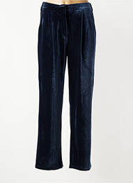 Pantalon droit fermeture zippée sous rabat avec crochet bleu MOLLY BRACKEN femme