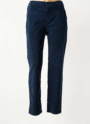 Pantalon droit fermeture zippée sous rabat boutonné bleu HAPPY femme