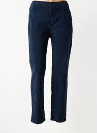 Pantalon droit fermeture zippée sous rabat boutonné bleu HAPPY femme