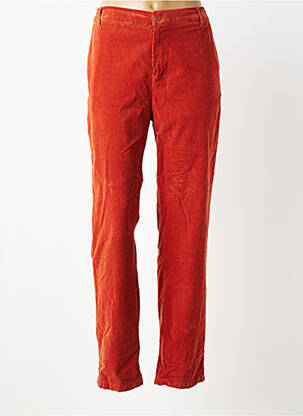 Pantalon droit fermeture zippée sous rabat boutonné orange HAPPY femme
