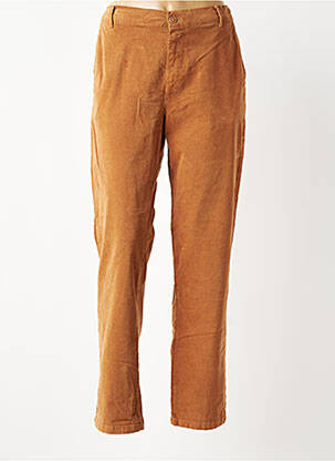Pantalon droit fermeture zippée sous rabat boutonné beige HAPPY femme