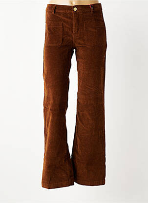 Pantalon flare fermeture zippée sous rabat boutonné marron LA PETITE ETOILE femme