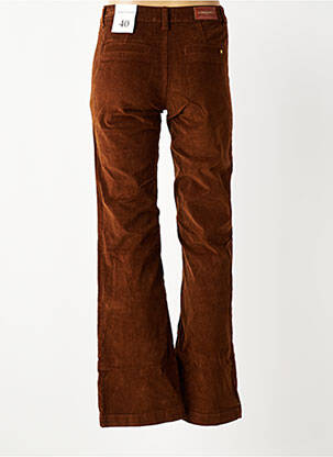 Pantalon flare fermeture zippée sous rabat boutonné marron LA PETITE ETOILE femme