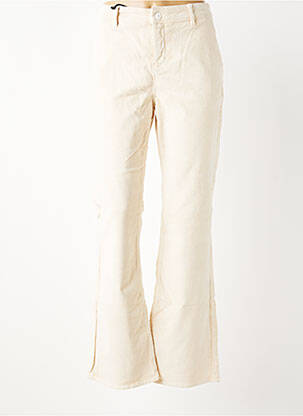 Pantalon flare fermeture zippée sous rabat boutonné beige HAPPY femme