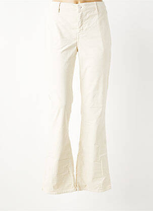 Pantalon flare fermeture zippée sous rabat boutonné beige HAPPY femme