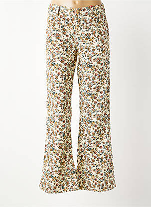 Pantalon flare fermeture zippée sous rabat boutonné beige LA PETITE ETOILE femme