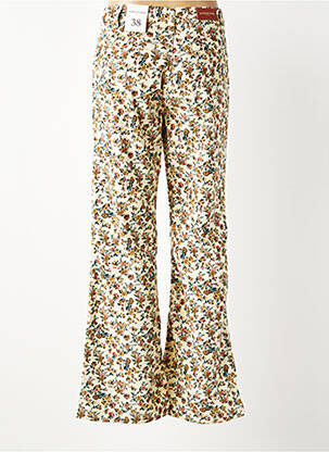 Pantalon flare fermeture zippée sous rabat boutonné beige LA PETITE ETOILE femme