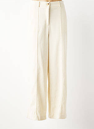 Pantalon large fermeture zippée sous rabat boutonné taille normale beige ICHI femme