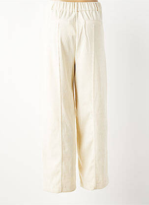 Pantalon large fermeture zippée sous rabat boutonné taille normale beige ICHI femme