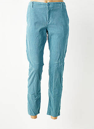Pantalon 7/8 fermeture zippée sous rabat boutonné bleu HAPPY femme