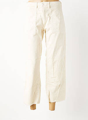 Pantalon 7/8 fermeture zippée sous rabat boutonné beige HAPPY femme