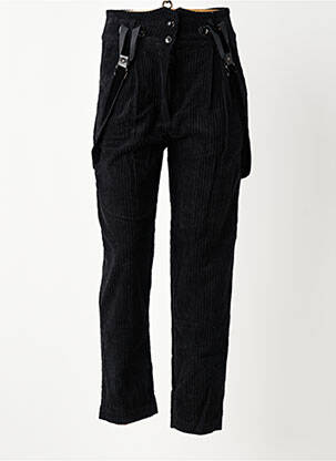 Pantalon slim fermeture zippée sous rabat boutonné noir LILI SIDONIO femme