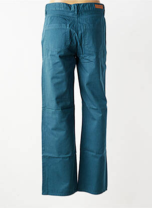 Pantalon droit fermeture zippée sous rabat boutonné bleu HAPPY femme