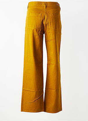Pantalon droit fermeture zippée sous rabat boutonné jaune HAPPY femme