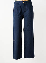 Pantalon droit fermeture zippée sous rabat boutonné bleu fonce HAPPY femme