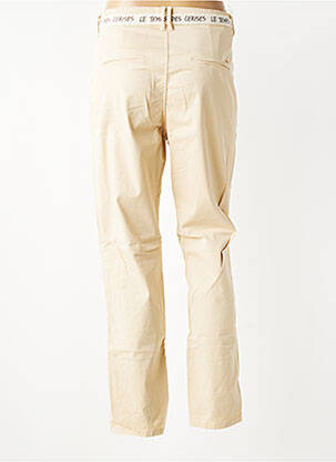 Pantalon 7/8 fermeture zippée sous rabat boutonné beige clair LE TEMPS DES CERISES femme