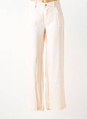 Pantalon droit fermeture zippée sous rabat boutonné rose LPB femme