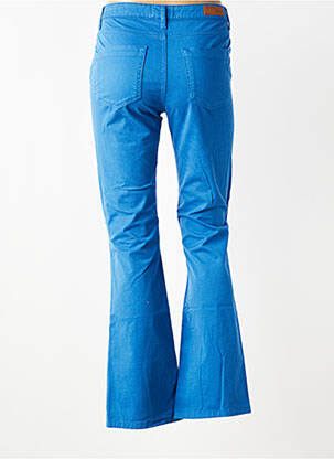 Pantalon flare fermeture zippée sous rabat boutonné bleu HAPPY femme