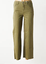 Pantalon droit fermeture zippée sous rabat boutonné vert LPB femme
