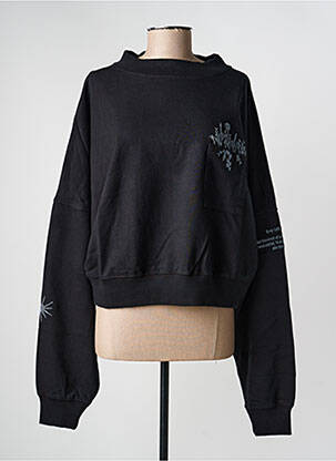 Sweat-shirt broderie manches longues noir ROSE GARDEN femme