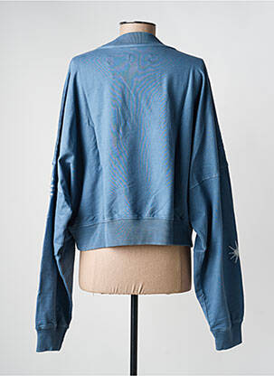 Sweat-shirt broderie manches longues bleu ROSE GARDEN femme