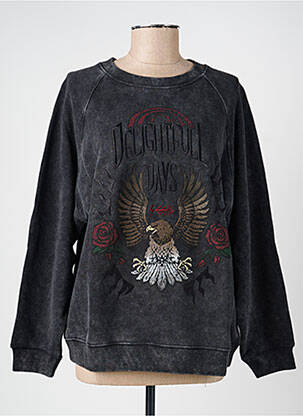 Sweat-shirt broderie manches longues noir ROSE GARDEN femme