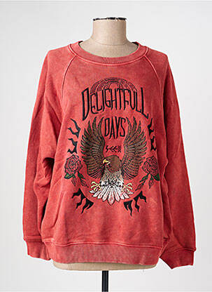 Sweat-shirt broderie manches longues orange ROSE GARDEN femme