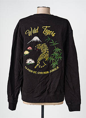 Sweat-shirt broderie manches longues noir ROSE GARDEN femme