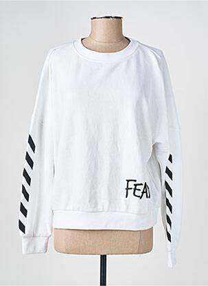 Sweat-shirt broderie manches longues blanc ROSE GARDEN femme