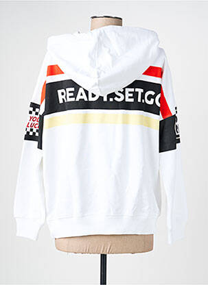 Sweat-shirt à capuche stretch manches longues blanc ROSE GARDEN femme