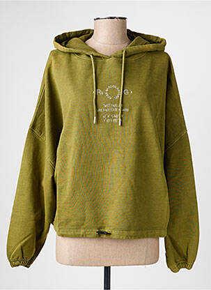 Sweat-shirt à capuche broderie manches longues vert ROSE GARDEN femme