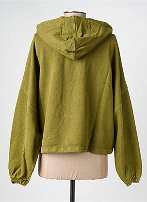 Sweat-shirt à capuche broderie manches longues vert ROSE GARDEN femme