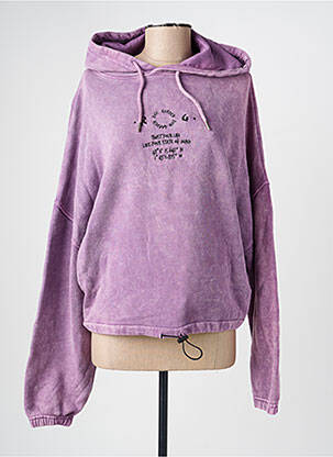 Sweat-shirt à capuche broderie manches longues violet ROSE GARDEN femme