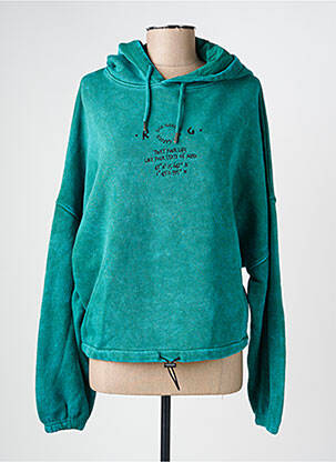 Sweat-shirt à capuche broderie manches longues vert ROSE GARDEN femme