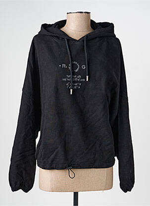 Sweat-shirt à capuche broderie manches longues noir ROSE GARDEN femme
