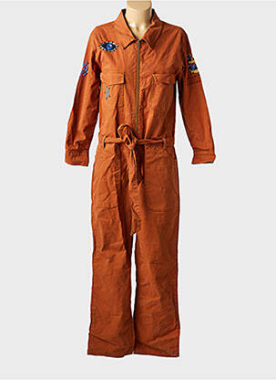 Combi-pantalon col chemisier manches longues marron ROSE GARDEN femme