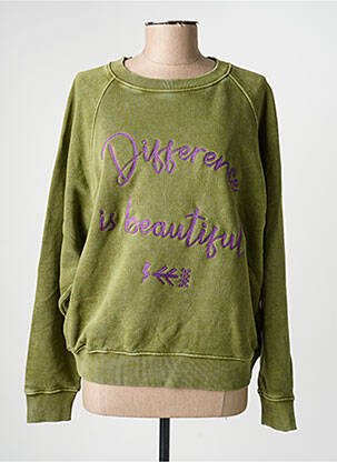 Pull coupe droite manches longues vert ROSE GARDEN femme