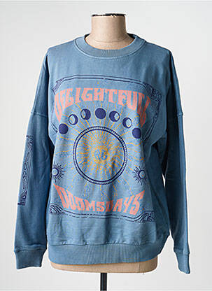 Sweat-shirt stretch manches longues bleu ROSE GARDEN femme