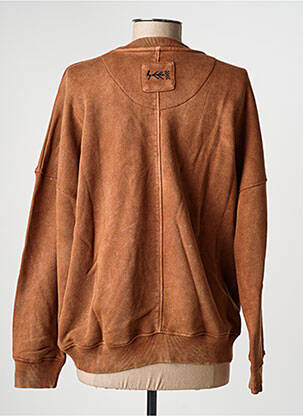 Sweat-shirt sérigraphie floquée manches longues marron ROSE GARDEN femme