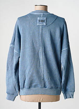 Sweat-shirt sérigraphie floquée manches longues bleu ROSE GARDEN femme