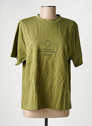T-shirt sérigraphie floquée manches courtes vert ROSE GARDEN femme