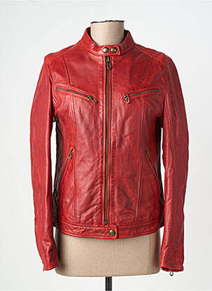 Veste en cuir poches rouge ROSE GARDEN femme