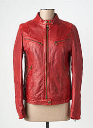 Veste en cuir poches rouge ROSE GARDEN femme