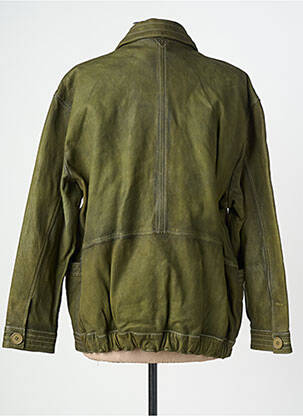 Veste en cuir poches vert ROSE GARDEN femme