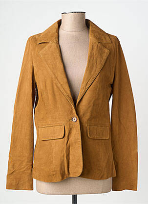 Veste en cuir poches marron ROSE GARDEN femme