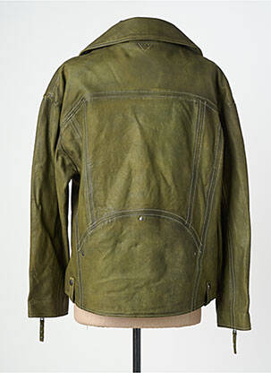 Veste en cuir poches vert ROSE GARDEN femme