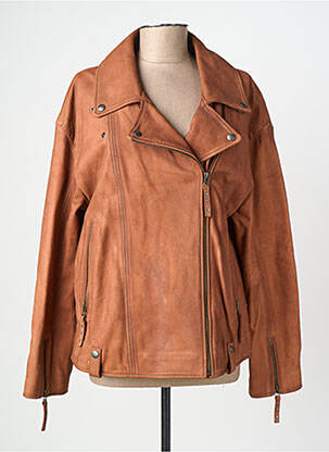 Veste en cuir poches orange ROSE GARDEN femme