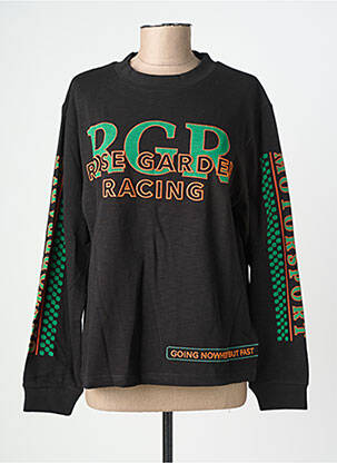 Sweat-shirt broderie manches longues noir ROSE GARDEN femme